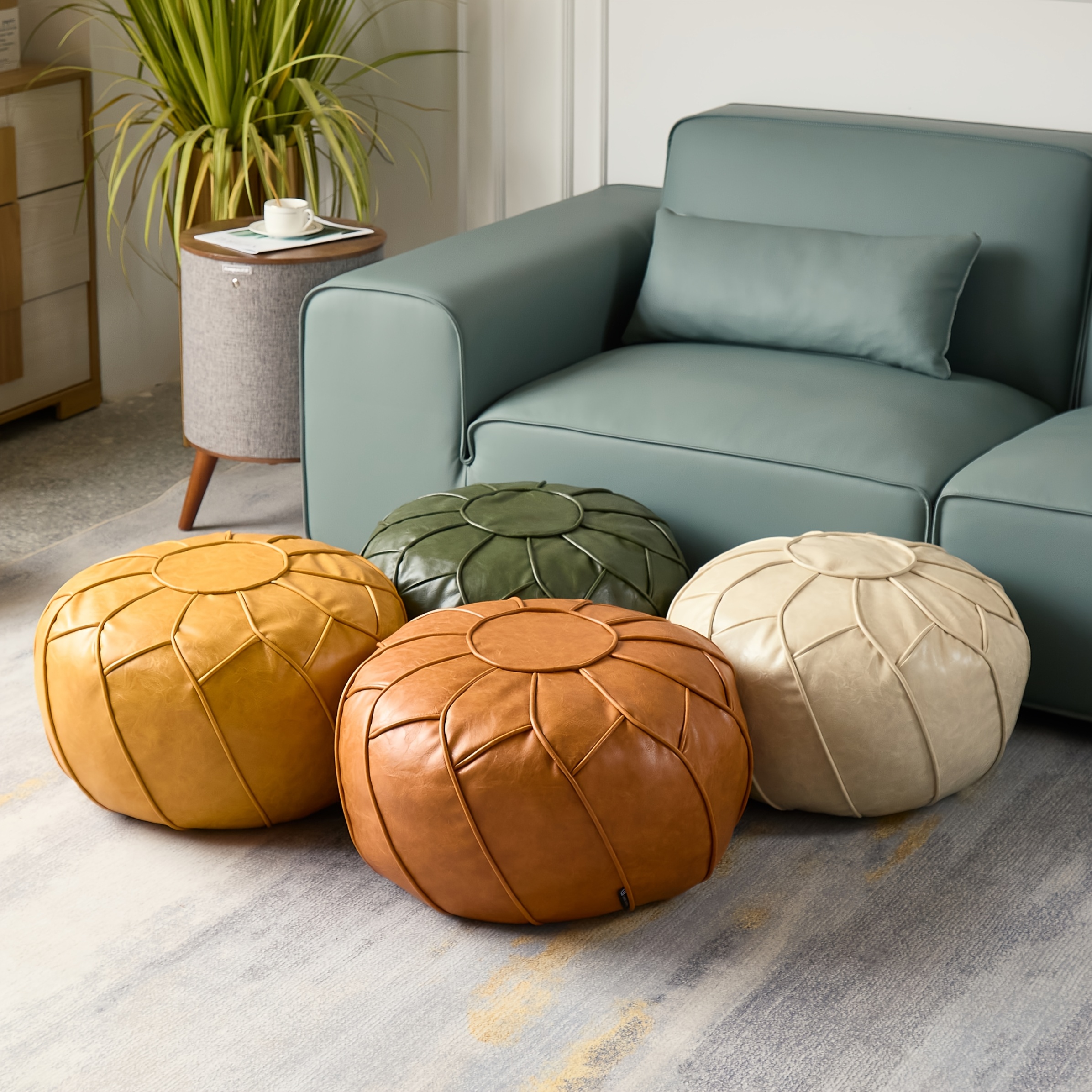round synthetic leather pouf diamond pattern - Temu Malaysia