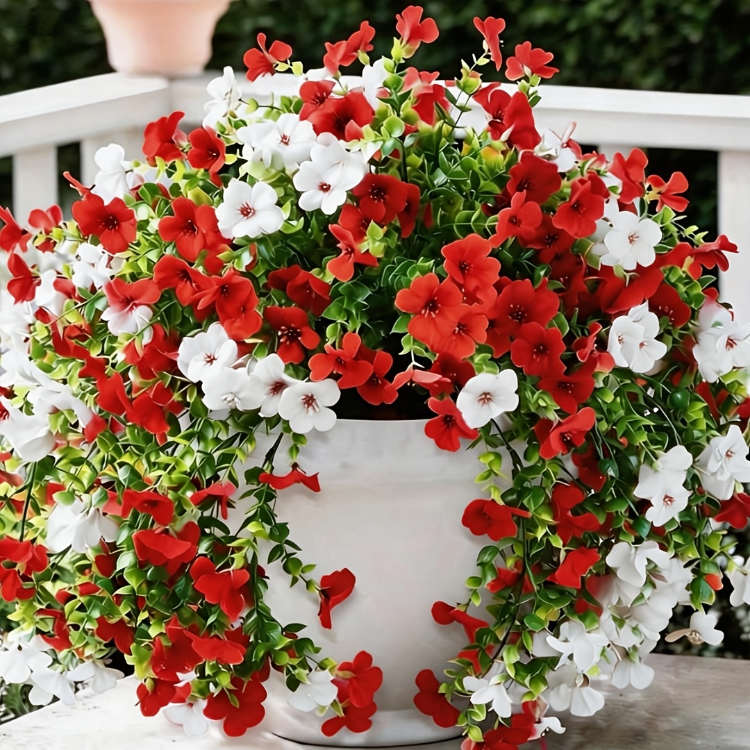 2pcs artificial hanging daisy plants uv resistant spring decoration suitable for indoor outdoor home porch or     in white potted plants durable plastic flowers