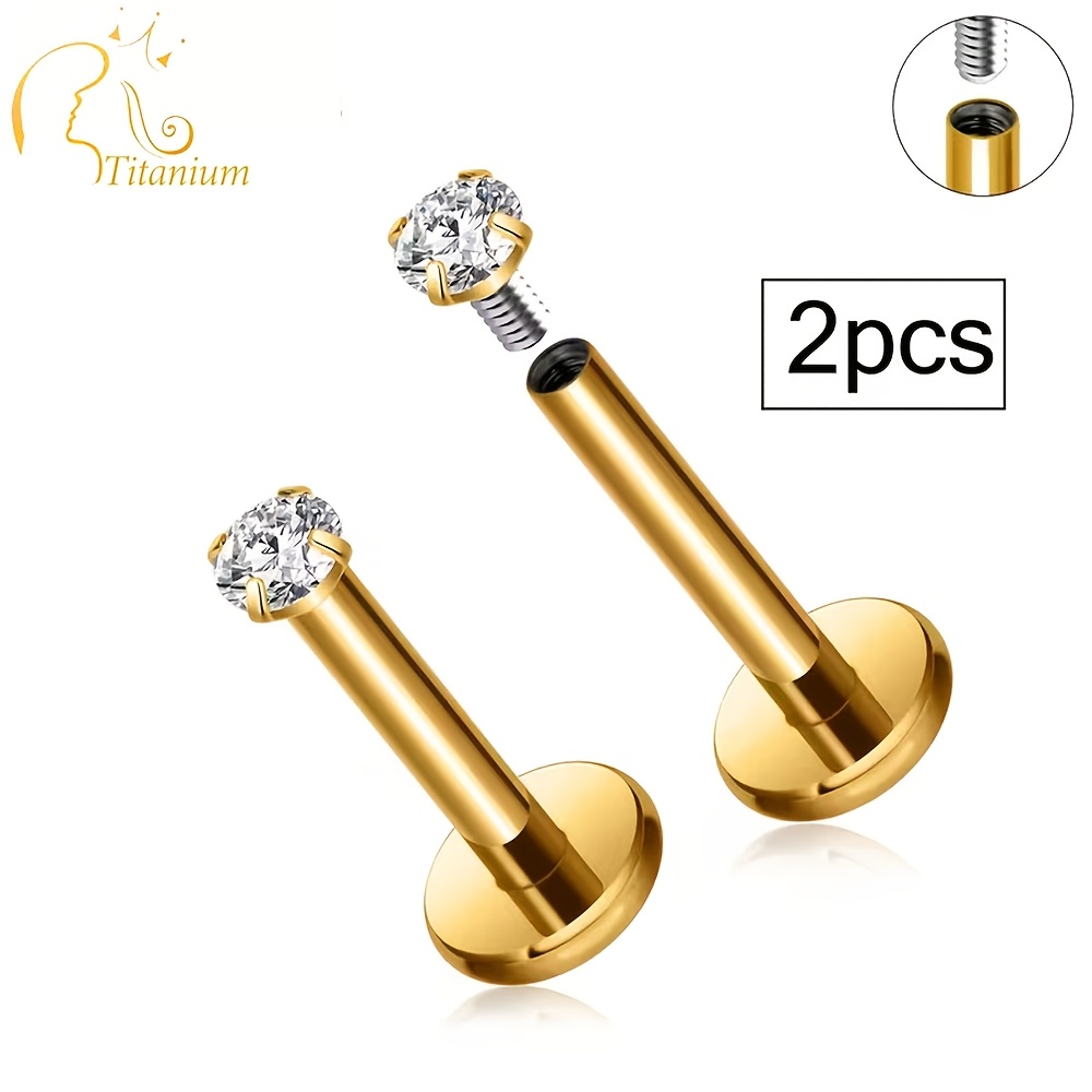 TEMU Matériau en alliage de titane G23, design et élégant à 4 griffes pour femmes, ensemble avec 5A, , convient pour les piercings de nez, oreilles,