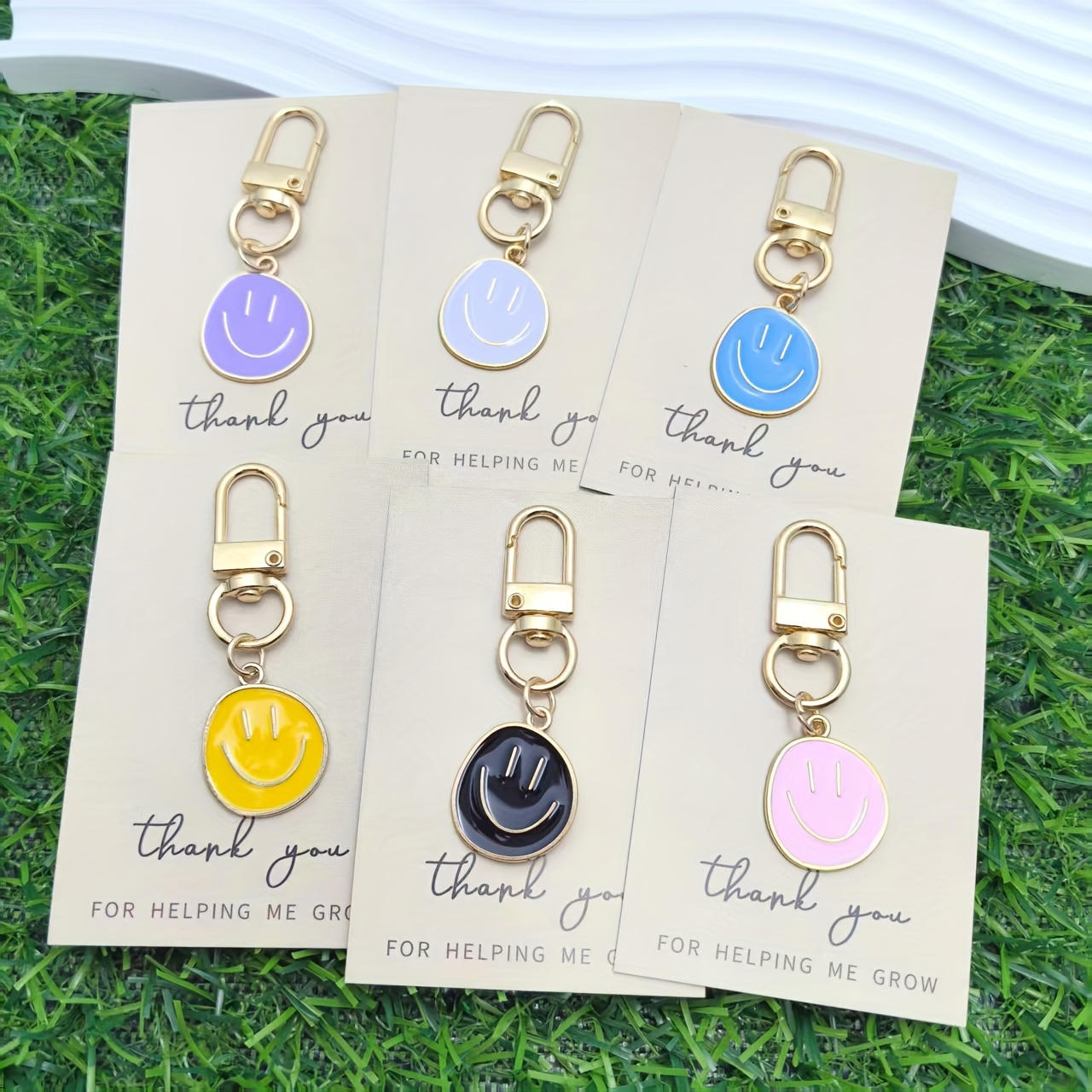 item picture 10   face keychains colorful cartoon metal charms suitable for wallets and tote bags durable metal structure teacher appreciation back to school gift classroom welcome keyring sturdy material multicolor set