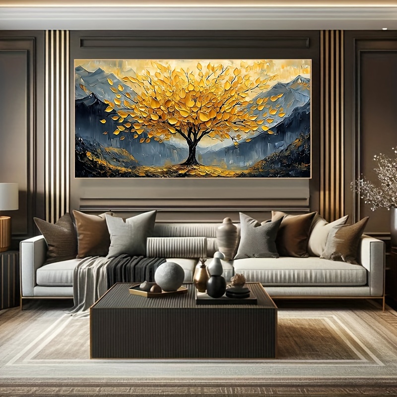 

Of Life Oil Painting - Canvas Wall Art, Large Abstract Tree , Boho Style Home Decor For Living Room - 23.6x47.2inch