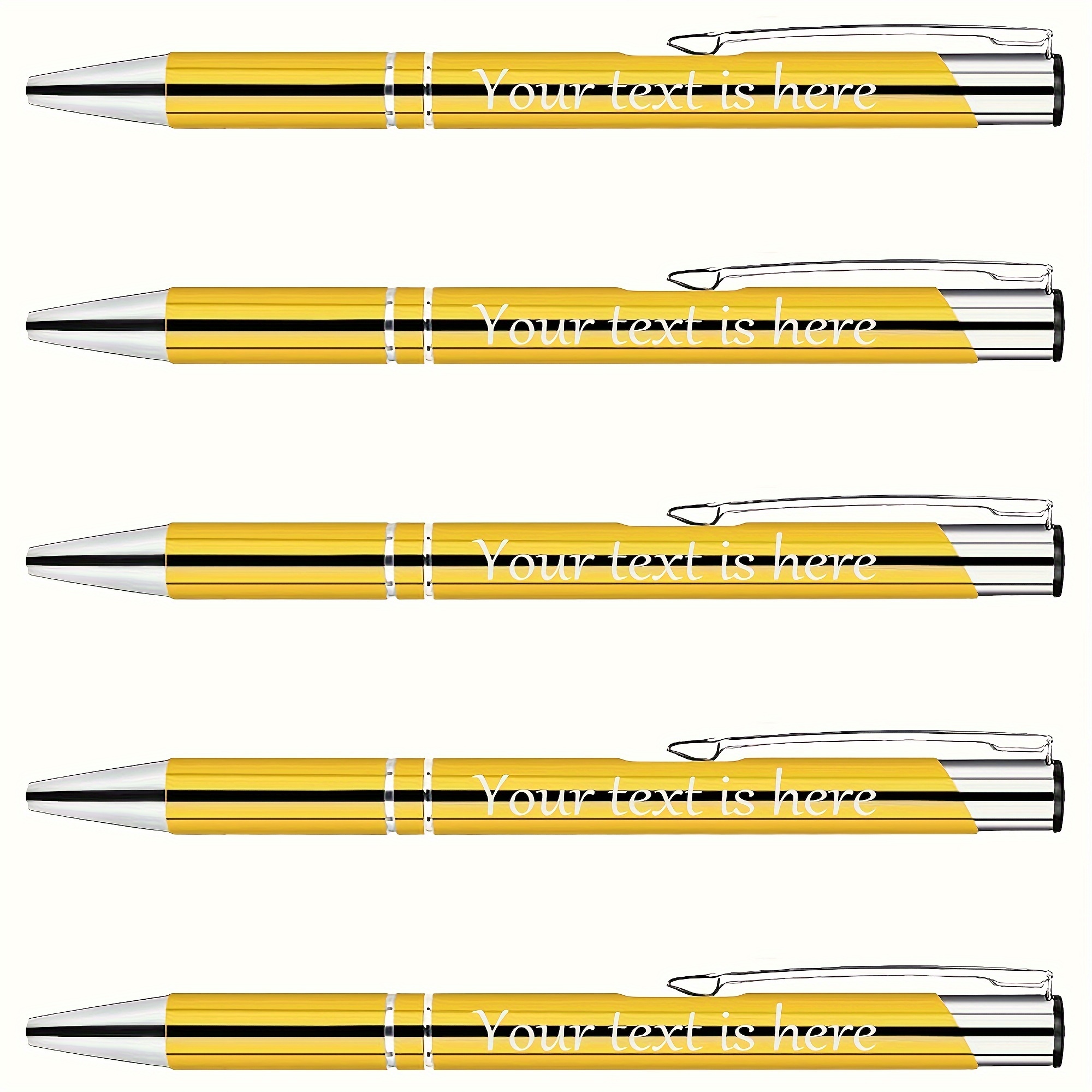 

Custom Engraved Metal Pens, 5-piece - Personalized Touch Screen Stylus, Ideal For Gifts & Business - Light Yellow With Your Name, Perfect For Birthdays, Anniversaries, Graduations