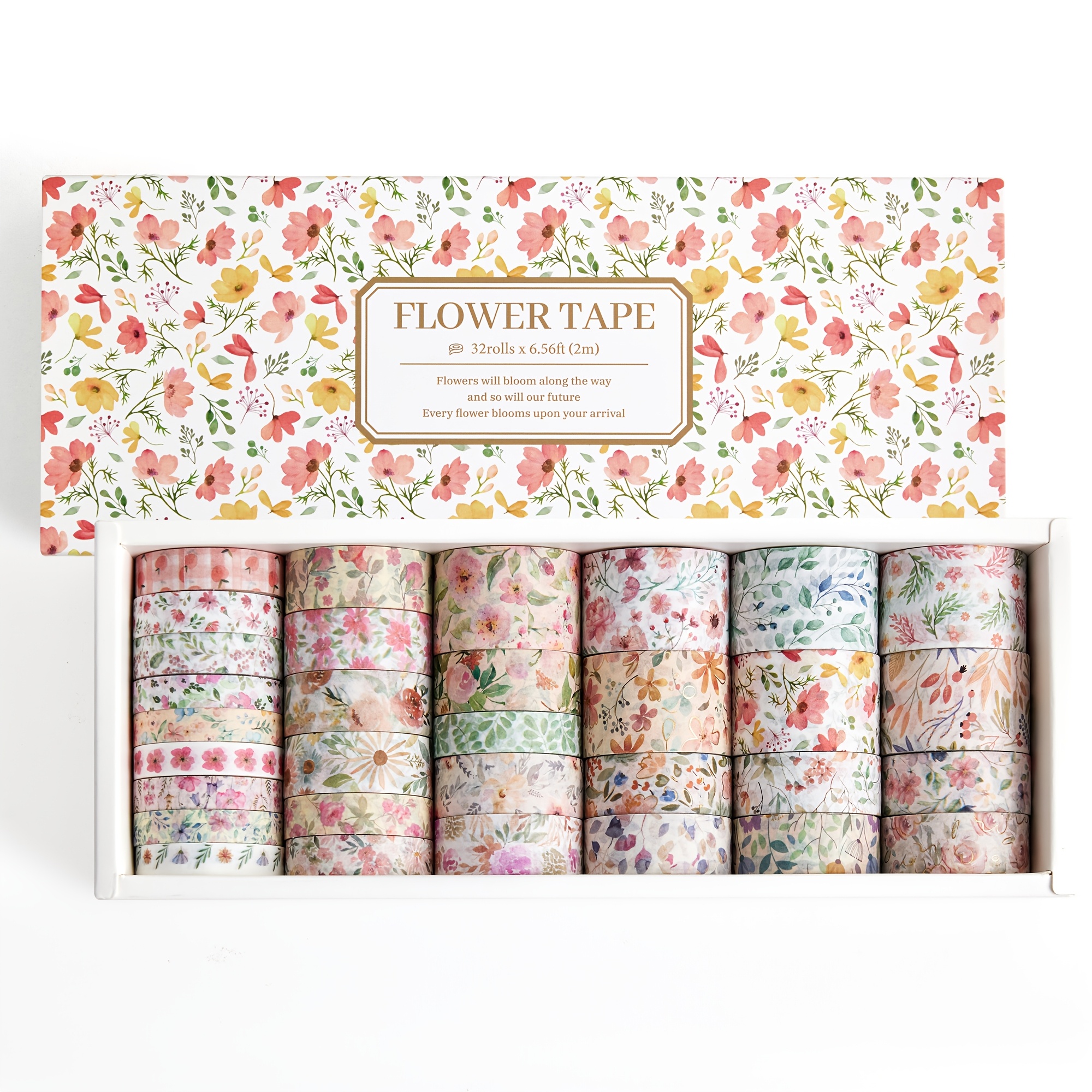 

32 Rolls Floral Washi Tape Set, Non-waterproof Decorative Masking Tape For Journaling, Scrapbooking, Diy Crafts, Artistic Projects, Assorted Colors, Crafting Supplies