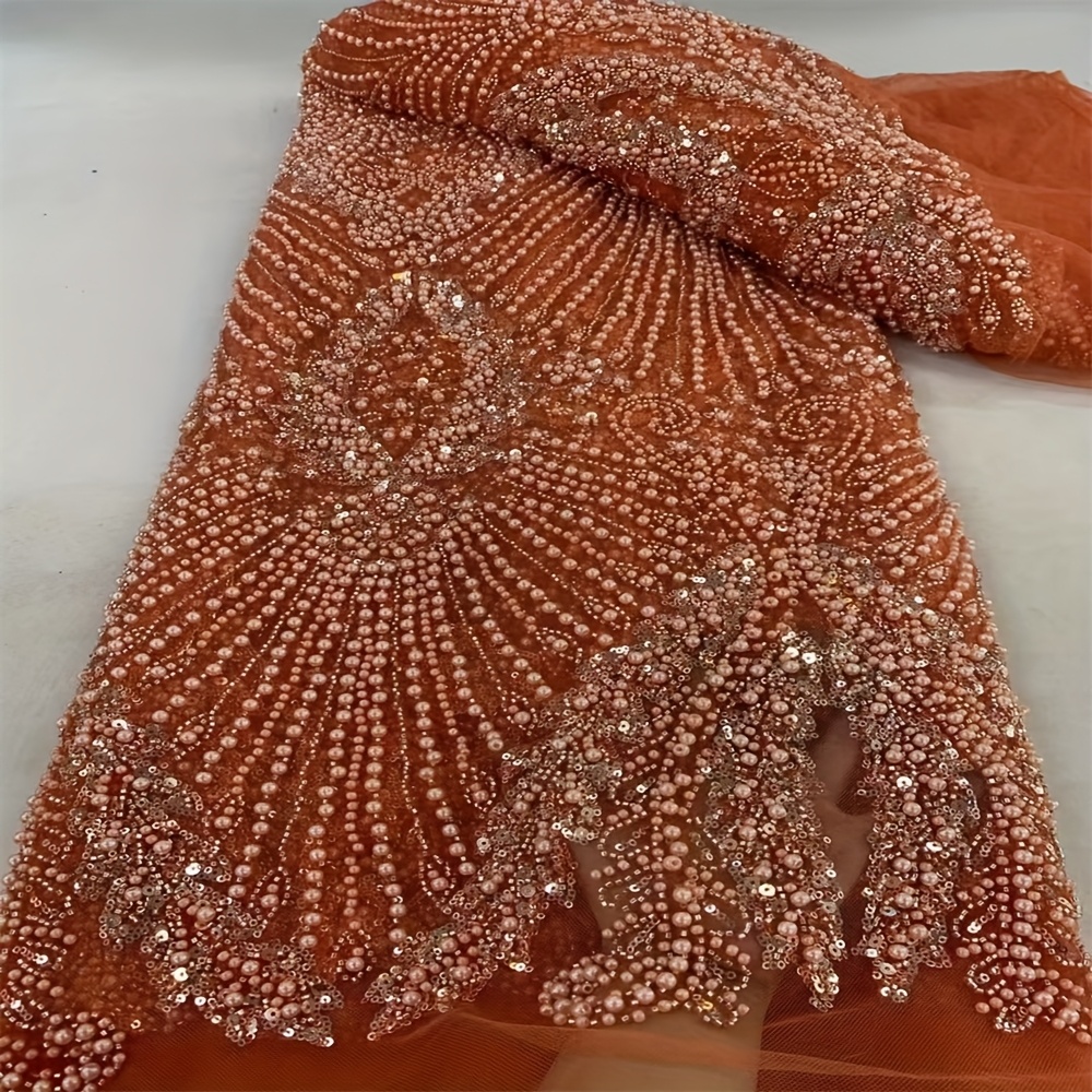 Luxurious Nigerian African Beaded Lace Fabric