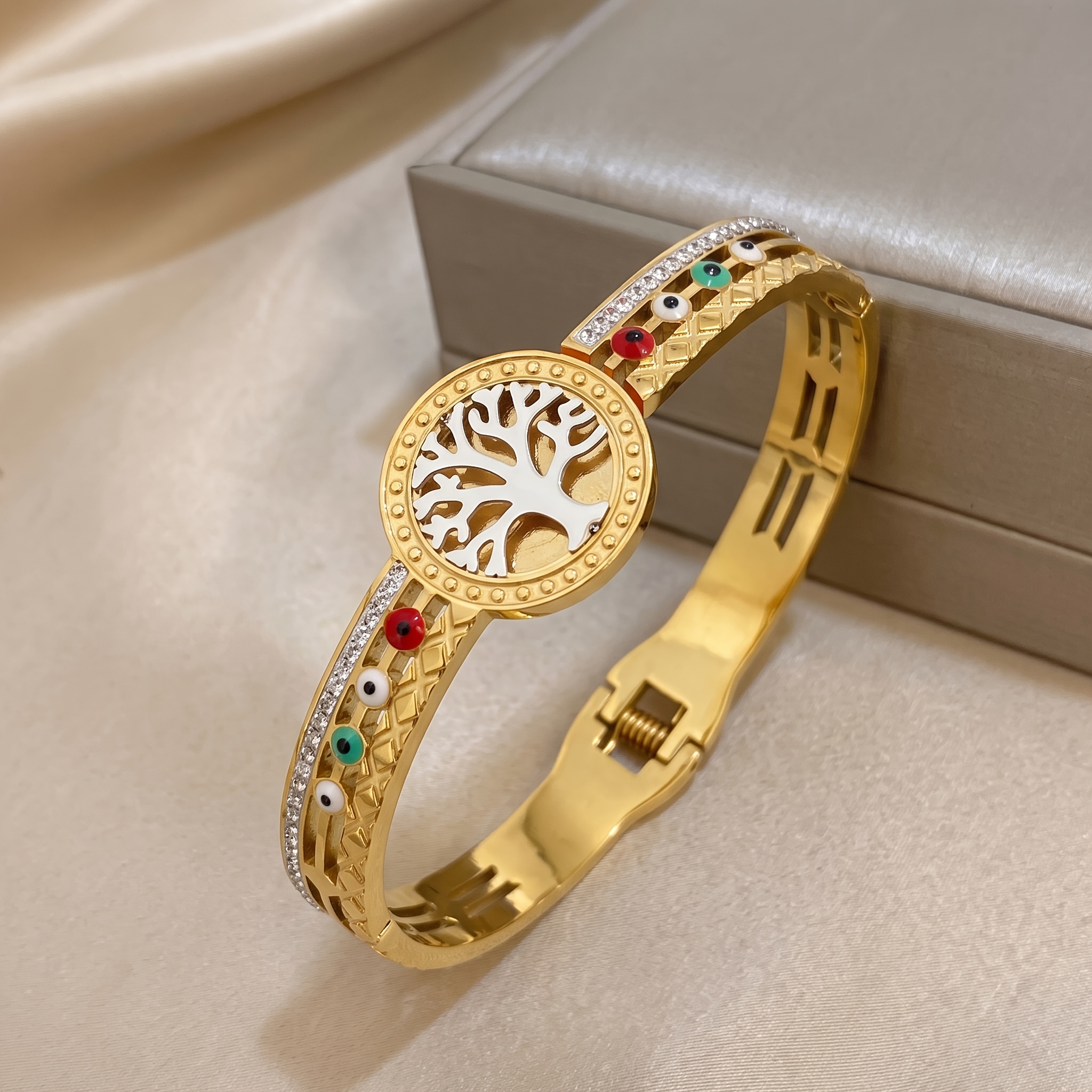 2pcs Unisex 18K Golden Plated Bracelet and Bangle Set, Artistic Style