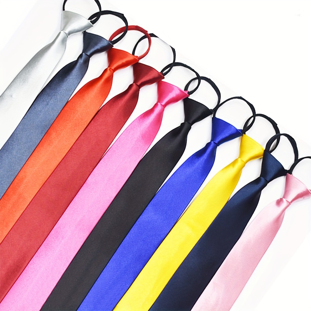 

1pc 5cm/1.97in Narrow Edge Smooth Solid Color Zip Tie, Polyester Woven Fashion Necktie For Parties, Weddings, Interviews, Work - Perfect Gift For Father, Husband, Boyfriend, And Friends