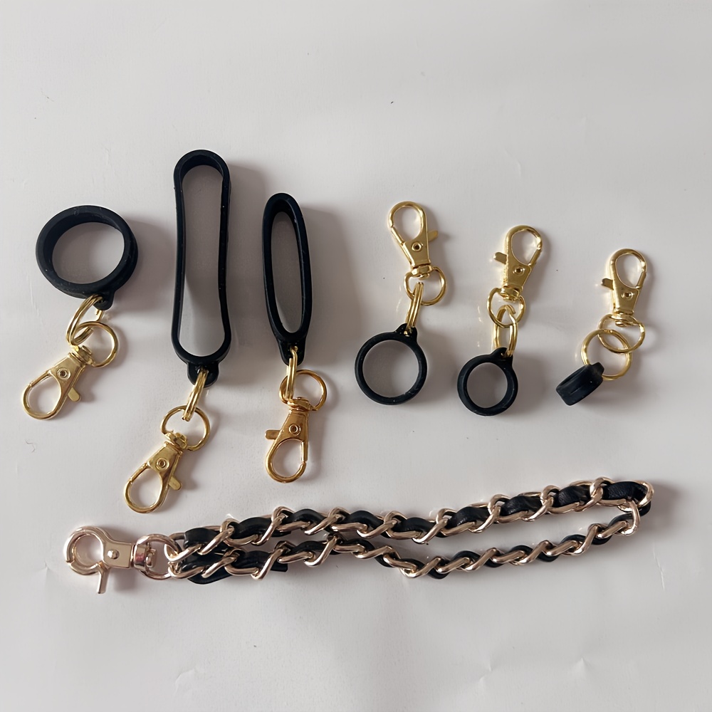 TEMU 7in1 Anti-lost Set, Including 6pcs Silicone Rings, 1pc Keychain For Most Devices. Anti-lost Additions, Gifts For