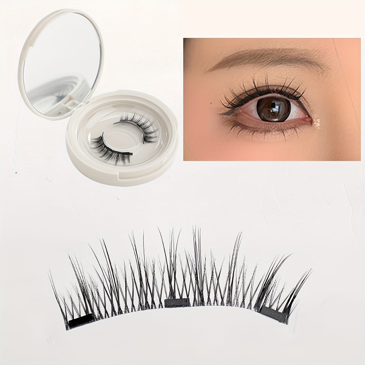 

Sunflower Style Magnetic Eyelash Set, 1 Pair Faux Mink Natural Look Lashes With Upgraded Eyelash Applicator Tool For Easy Application