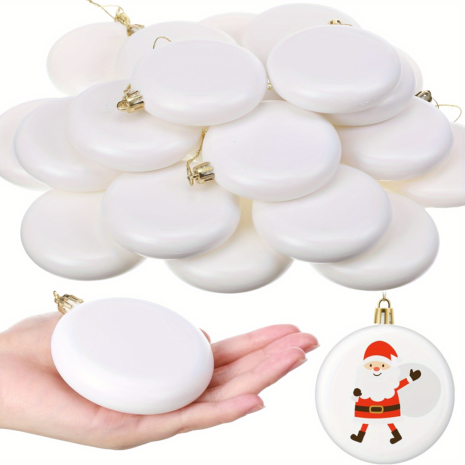 

5pcs Diy Christmas Ornaments - 3.15" Matte White Plastic Balls For Tree Decoration, Adult Painting & Holiday Party Supplies, Flat, Hanging Decorations