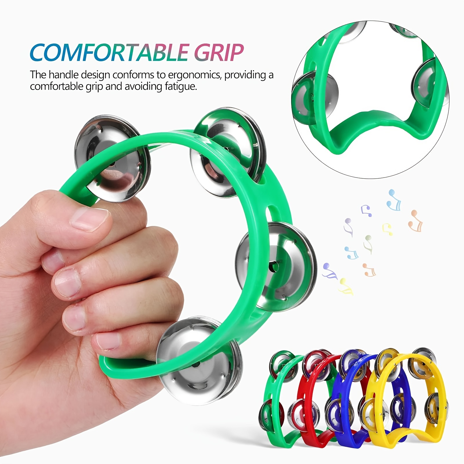 Grasp Training Musical Instrument Educational Toy 4-Bell Hand-Ring Bell Dance Performance Hand-Ring Bell Music Perception Educational Toy New Hand Drum Metal Bell Percussion Instrument Entertainment Instrument Plastic Single Layer Flower Drum Circle