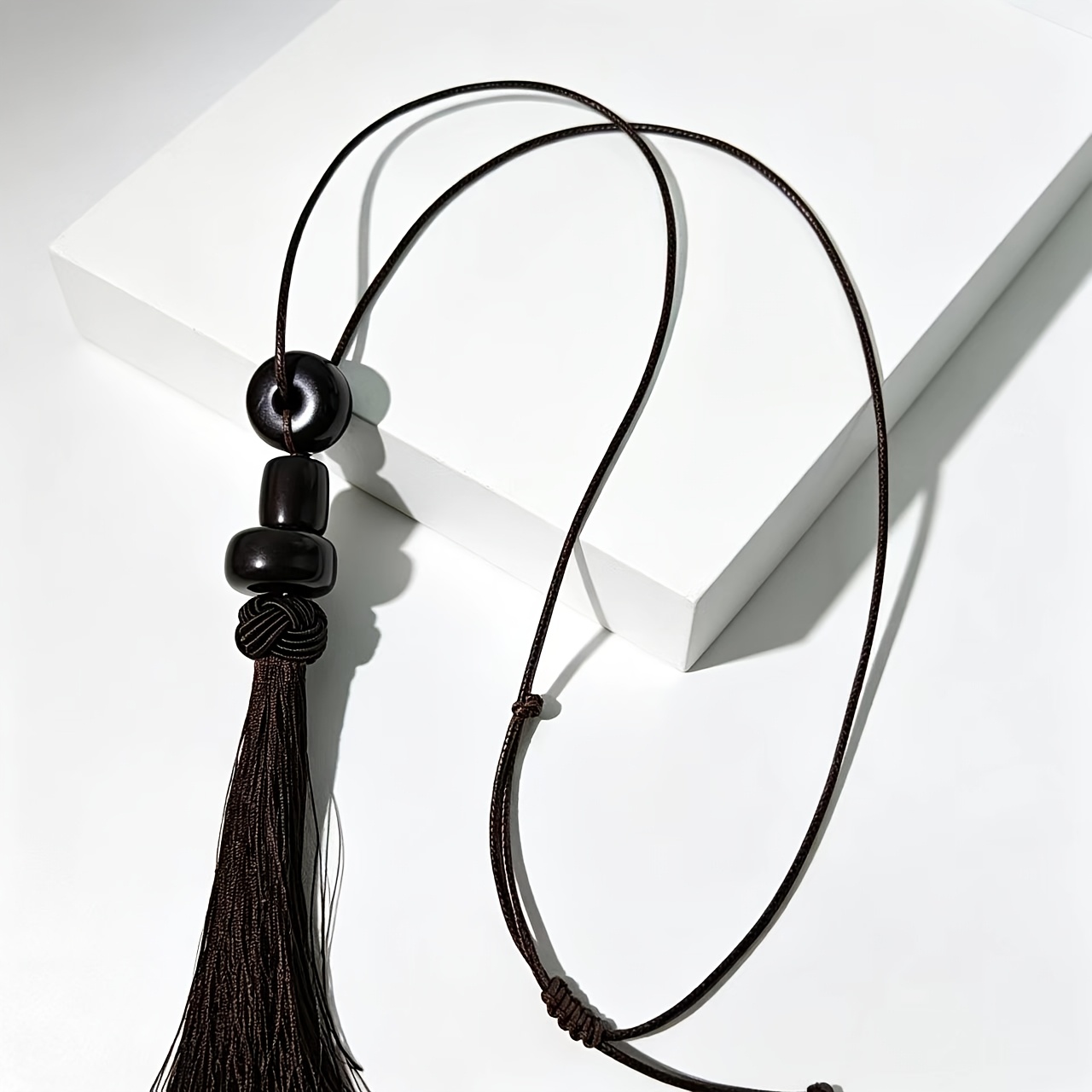 TEMU European And American Cross-border Braided Acrylic Tassel Cord Necklace Pendant