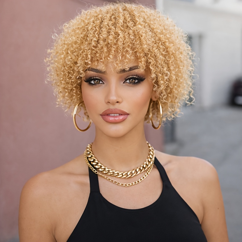 TEMU Perruque Afro en Cheveux Humains , Coupe Courte et Froide avec de 200%, Postiche Colle, Perruque Ondulée Froide Fabriquée à pour , et Événements