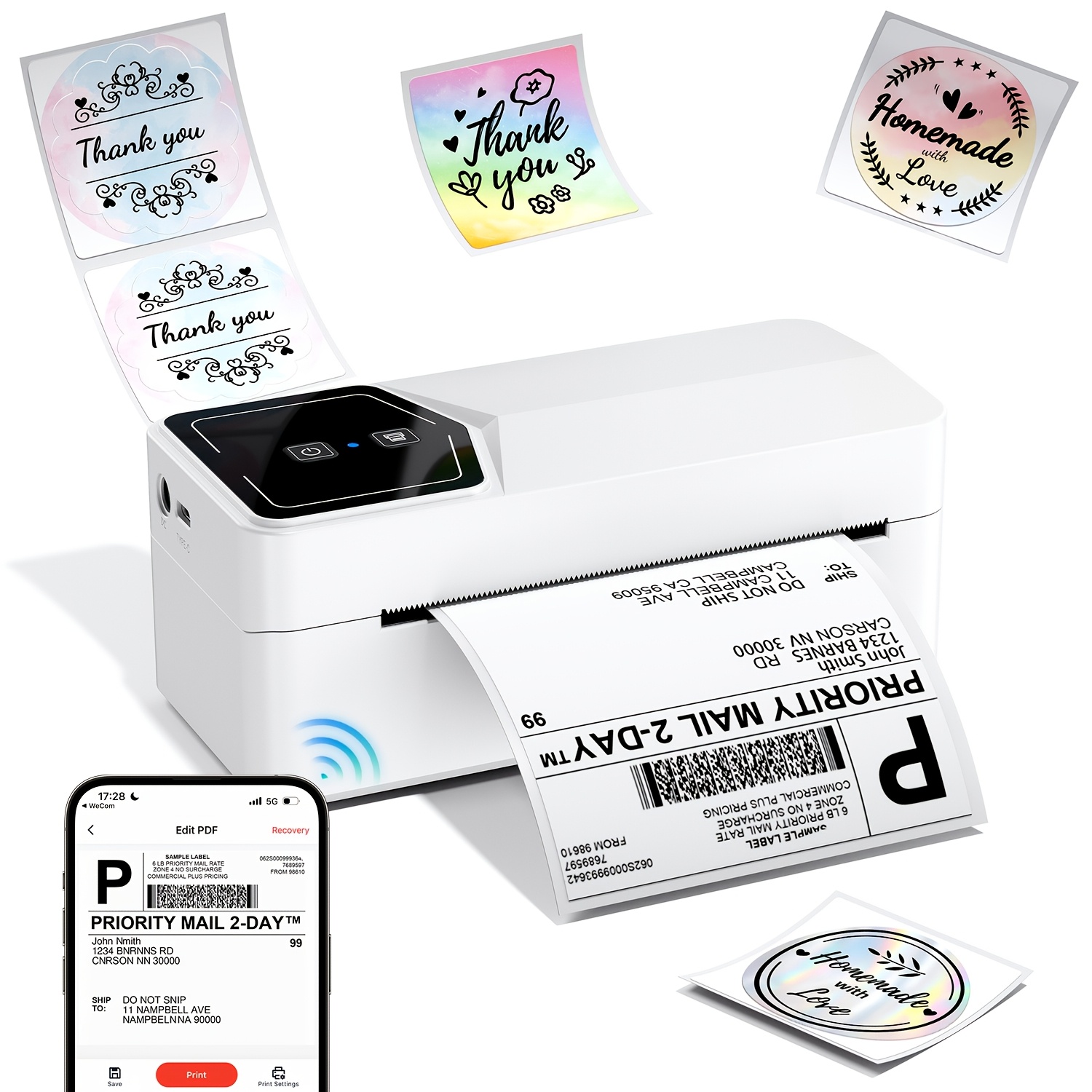 thermal label printer sold on Temu Canada