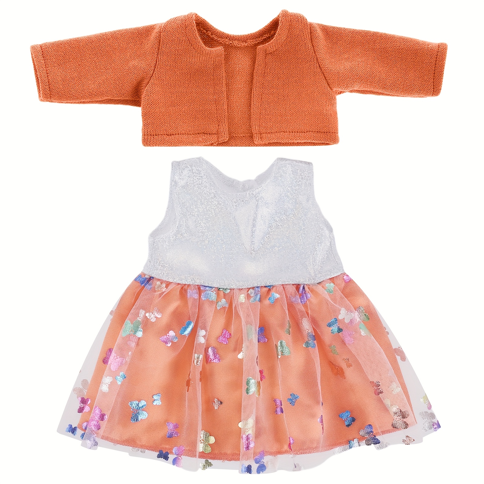 Orange Dress + Sweater Coat Doll Clothes For 43cm/17inch Doll, Not Doll, Festival Gift