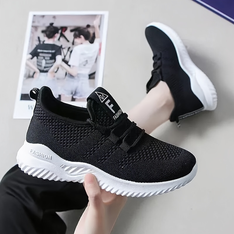

Women's Knitted Running Sneakers, Casual Breathable Low Top Sports Shoes, Comfy Lightweight Walking Trainers