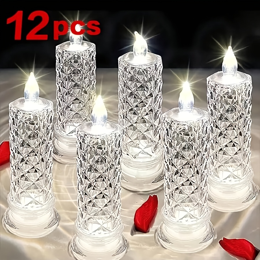 Image of 3/6/9/12pcs Led Electronic Candle Lamp, Flameless Lamp, Decorative Candle Lamp, Suitable For Bedroom, Dining Room, Camping, Festival, Wedding, Holiday And Party Decoration, Batteries Not Included.
