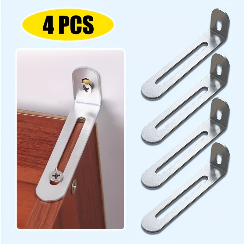 TEMU 4/10 L-shaped Corner Brackets With Long Holes, Adjustable Angle, Suitable For Fixing Furniture, Tables And Chairs, Etc., Anti-tilt Bookshelves,