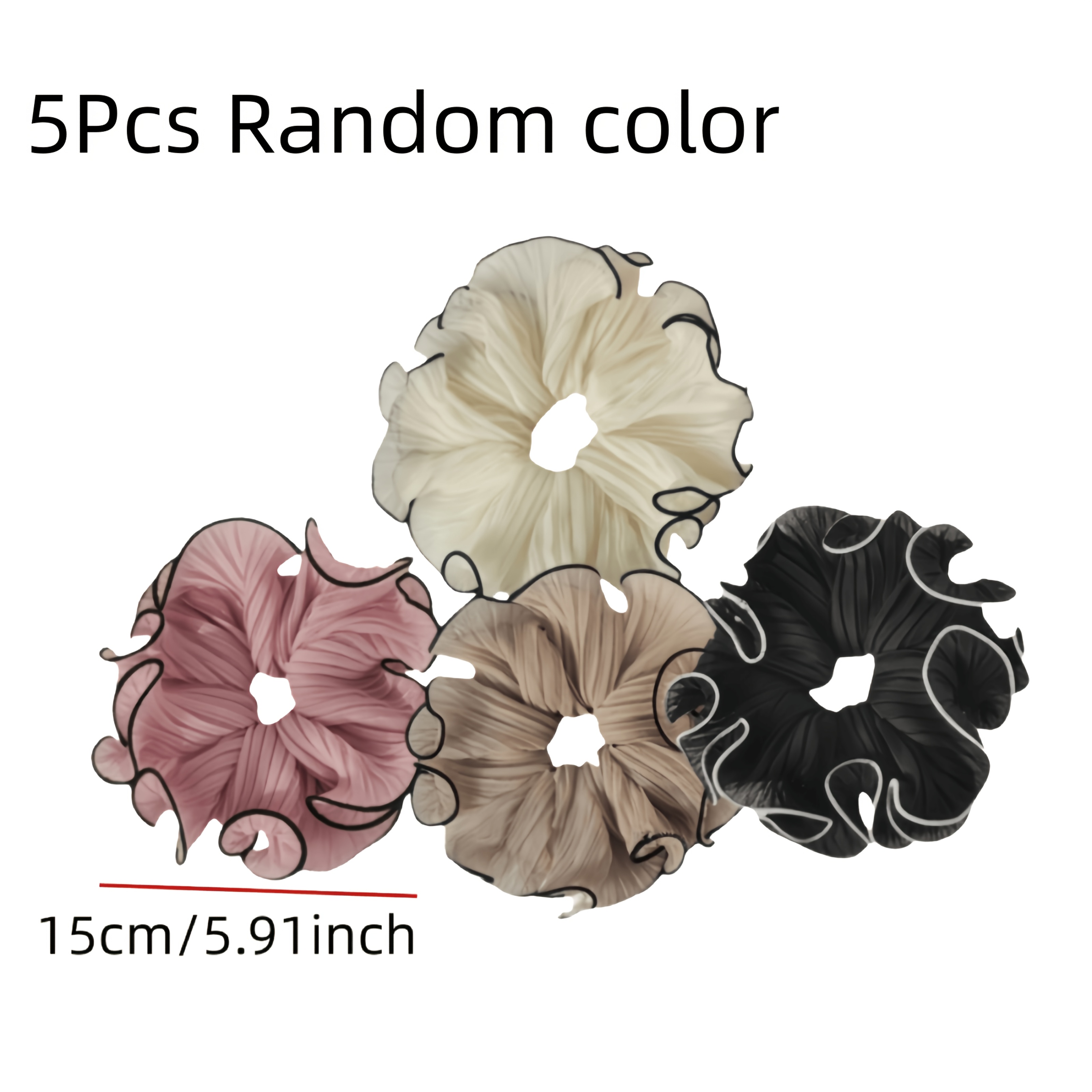 TEMU 5pcs Random Color, New A Stylish Set Of Korean-style Hair Ties | For Women With A Sweet | Feminine Look | For Styling Your Hair