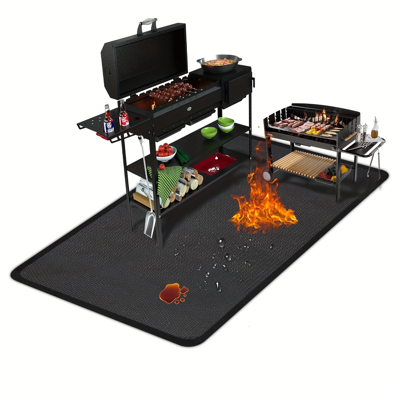 76x 51 inch large grill mat for outdoor grill fireproof waterproof oil proof bbq mat for deck patio lawn or indoor fireplace easy to clean under grill protector for fire pit and  