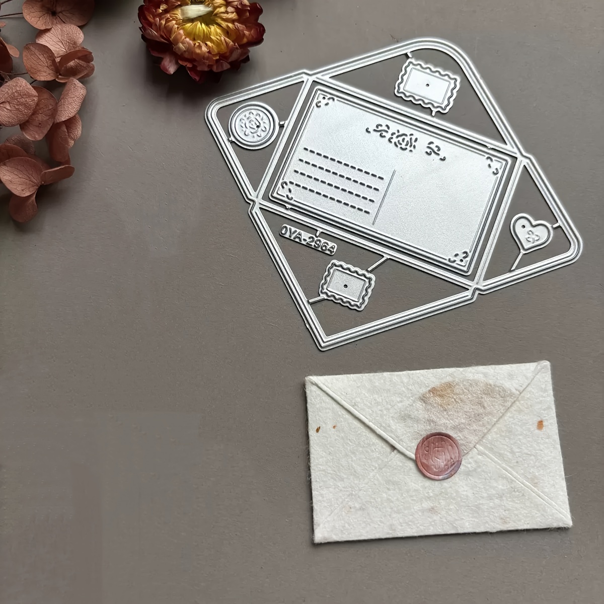 Image of 1pc Mini Envelope Cutting Die Carbon Steel Template Handbook Album, Retro Elegant Design, Creative Multifunctional Craft Tool, Making Beautiful Envelopes Or Greeting Cards