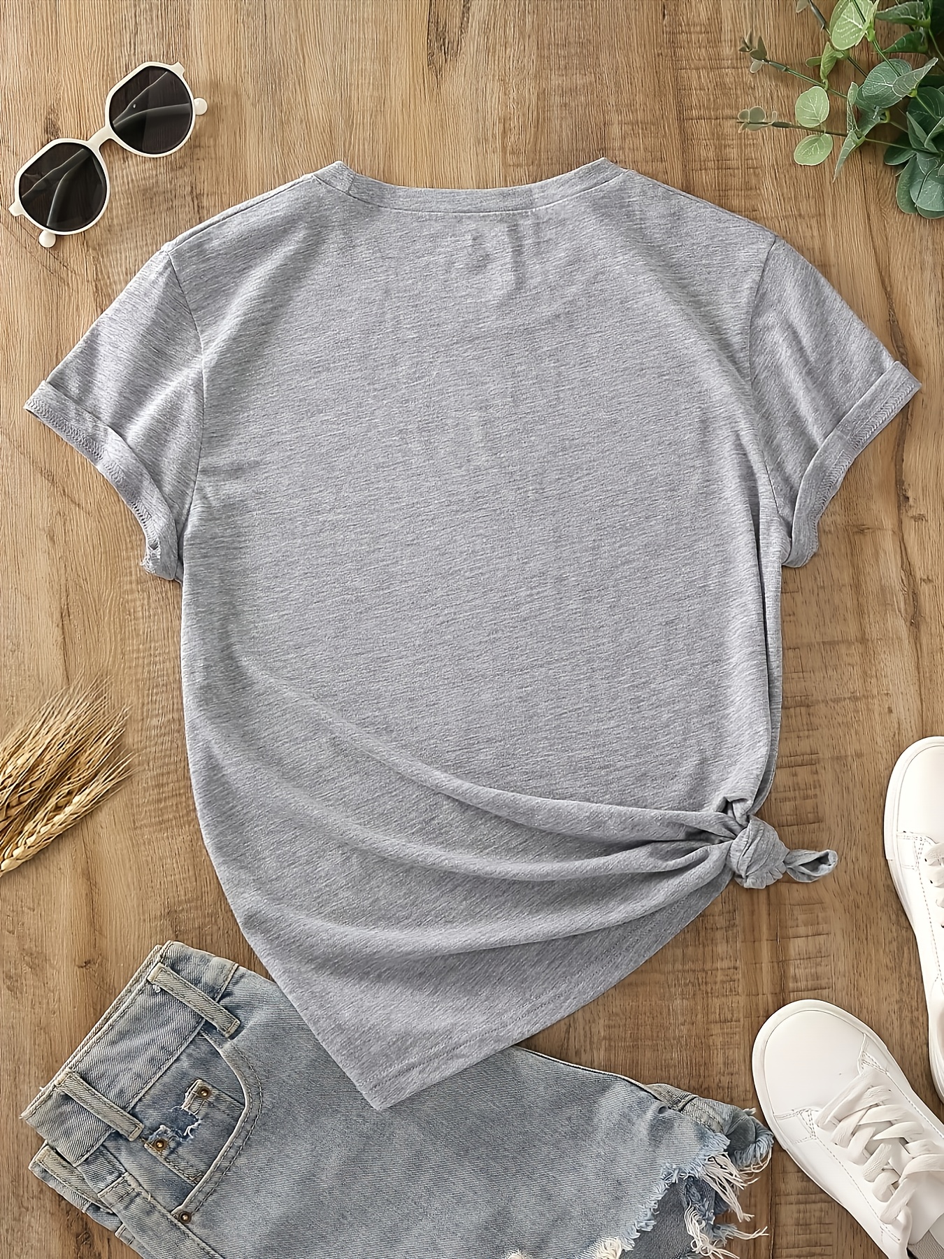 T-shirt Cœurs Femme Col Rond T-shirt pour femme à col rond et manches courtes, décontracté, sportif et tendance, avec imprimé graphique de lettres