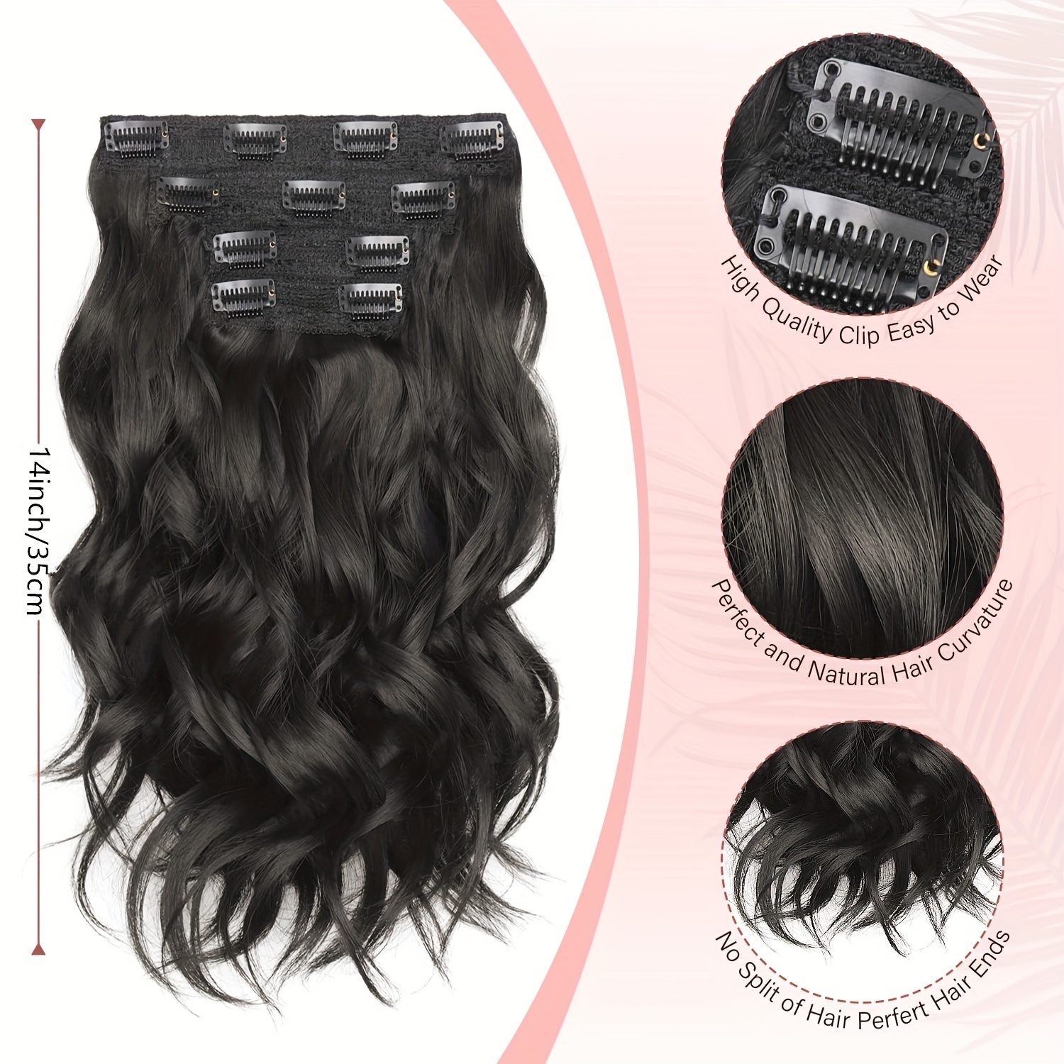 clip in hair extensions for women 14 short curly wavy hair extensions 4pcs invisible lace weft   hairpieces for daily party details 4