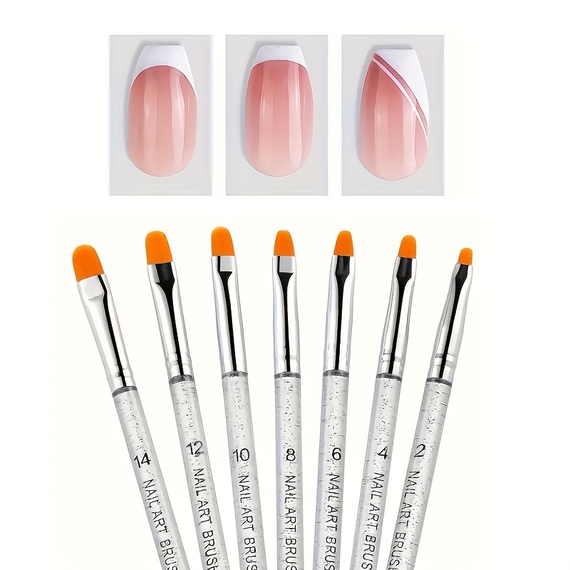 

de 7 Pinceaux de - Stylos de Acrylique & Gel UV Transparents, Outils de à Ronde le Détail Professionnel de Manucure