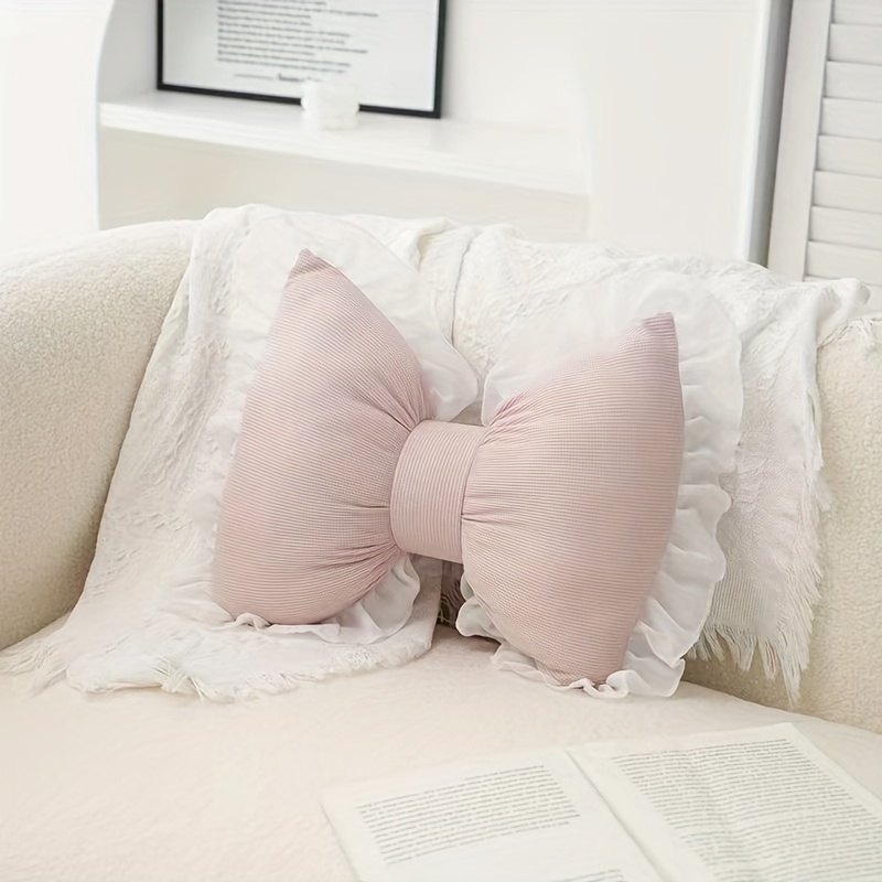 Image of Cute Bow Shaped Pillow, Minimalist Home Decoration, Pillow, Cushion, Bow Black And White, 3 Colors From,for For Birthday Gift Christmas Halloween