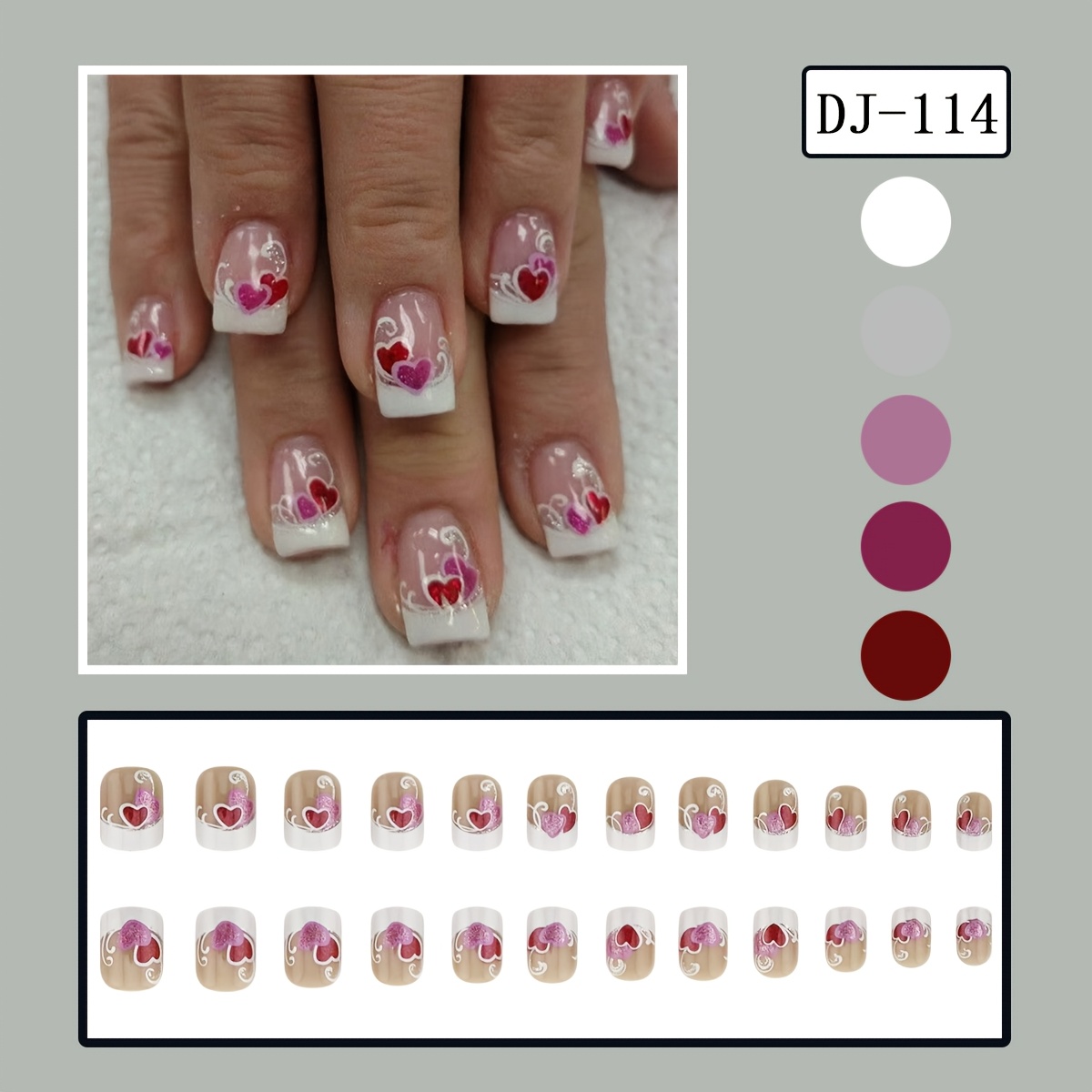 Image of 24pcs Of Short Square Nails In Pearl Pink , Featuring Vintage European Style With White And Silvery Lines, Perfect For Valentine's Day