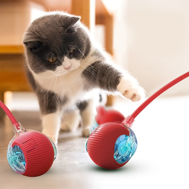 Cat Toy Ball with Tail Rope, Interactive Smart Rolling Ball