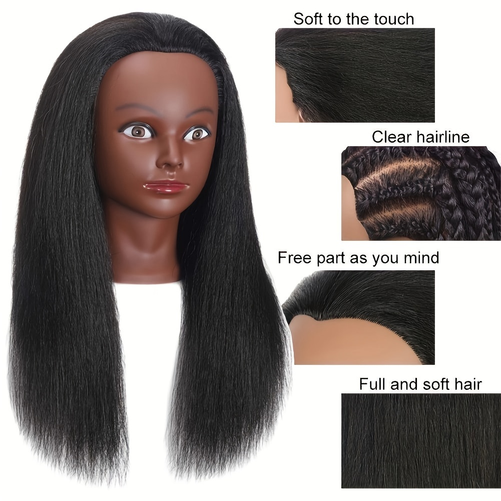 African American Mannequin Head with 100% Human Hair Kinky Curly Hair  Hairdresser Practice Styling Training Head Cosmetology Manikin Doll Head  for Dye