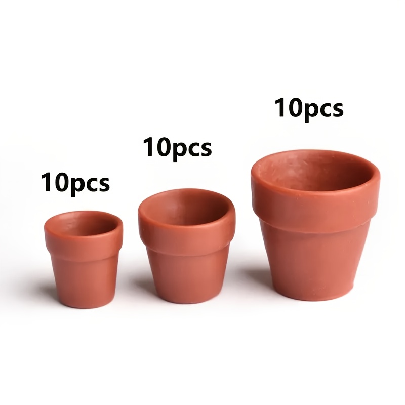 TEMU 30pcs Mini Realistic Terracotta-style Flower Pot - 3 Sizes Of Durable Resin Potted Plants, Indoor/outdoor Garden Decoration, Artistic Decorative