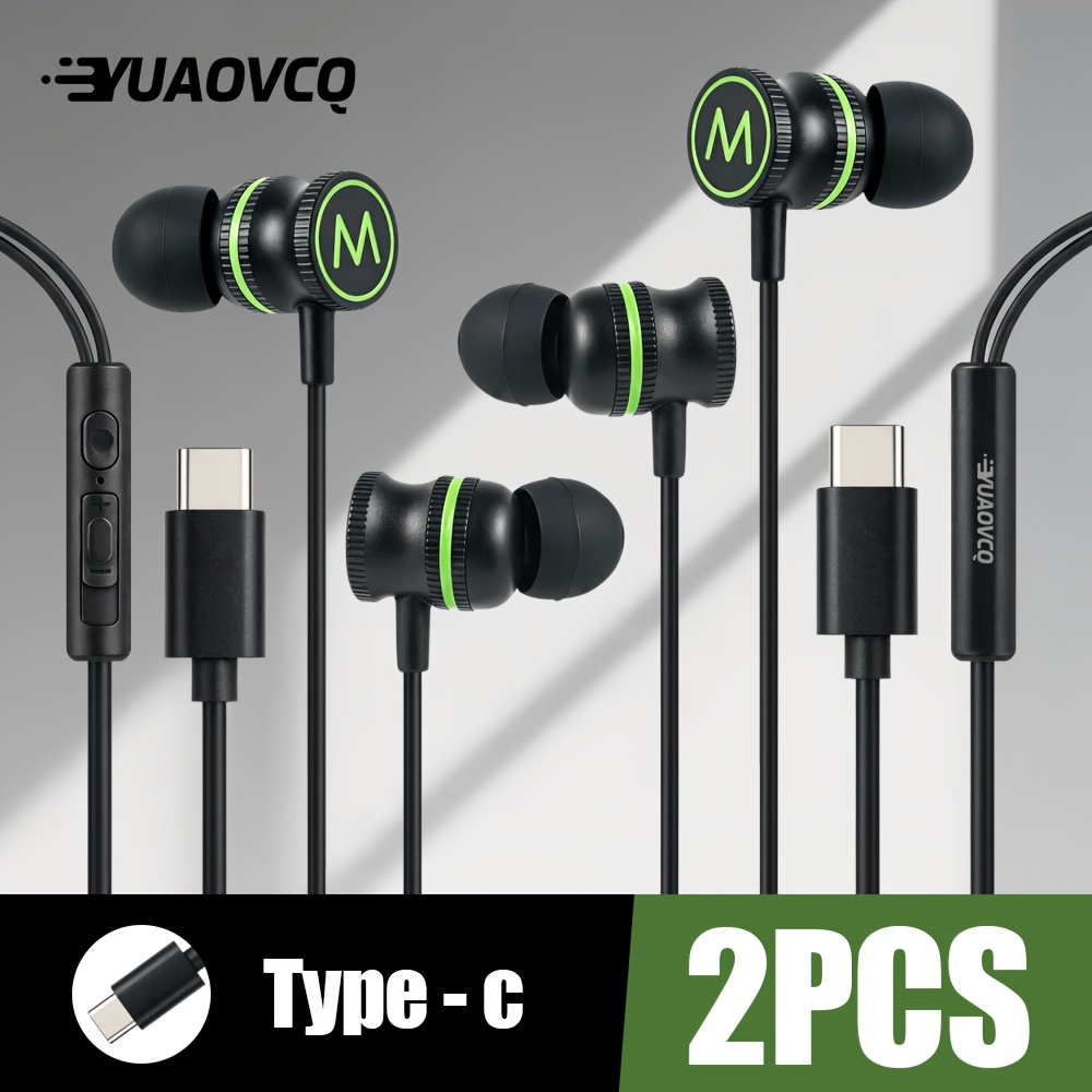 TEMU YUAOVCQ 2 pezzi Type-C Jack DAC Chip Stereo In-Ear con filo ad per Samsung Galaxy S24 S23 A54 A53 Ultra/Per iPhone 15-17/Per Oppo Cell Phone