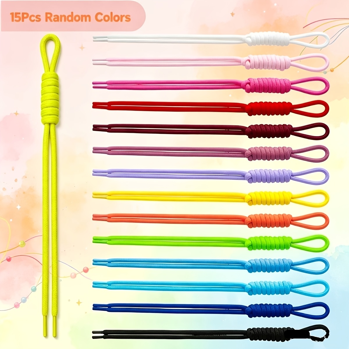 TEMU 15pcs Random Colors Paracord Rope Keychain, Paracord Bag Charms, Colorful Braided Lanyard Key Chain, For Purse, Backpack, Handbag