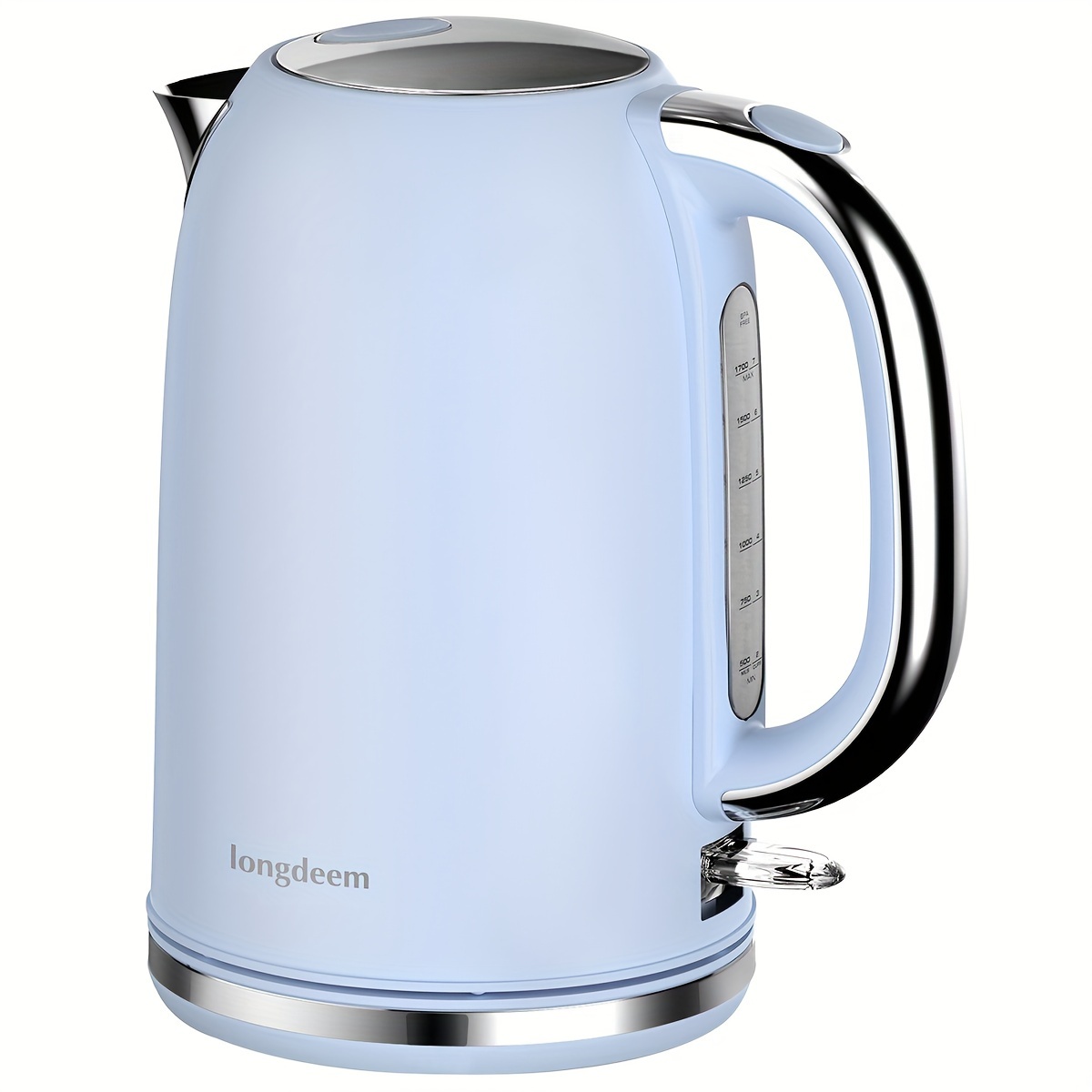 TEMU Electric Kettle Quiet Stainless Steel Interior, Wide-open Lid 1.7l 1500w Electric Tea Kettle, Easy To Clean, Bpa Free Kettle & Hot Water Kettle,