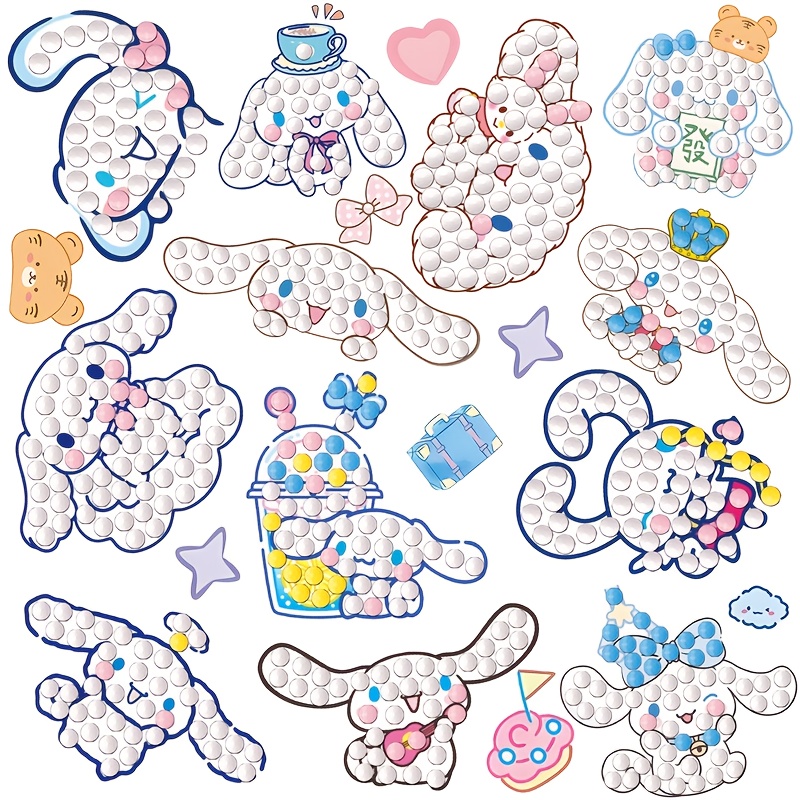 12pcs Cinnamoroll 5d Diamond Sticker Set With Irregular-shaped Diamonds - Diy Stickers Suitable For & Collectors,…: retailer-supplied image