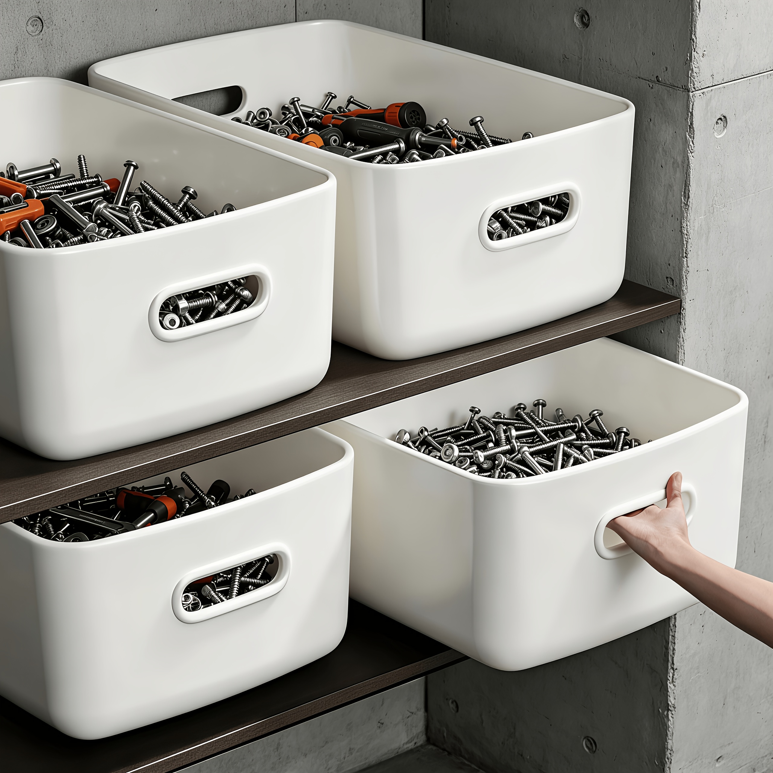 6pcs White Tool Storage Box, Suitable for Home Use for Sorting Screws, Wrenches, and Hardware Accessories, Automotive Parts Organizer Toolbox, Portable Divided Sorting and Storage Box