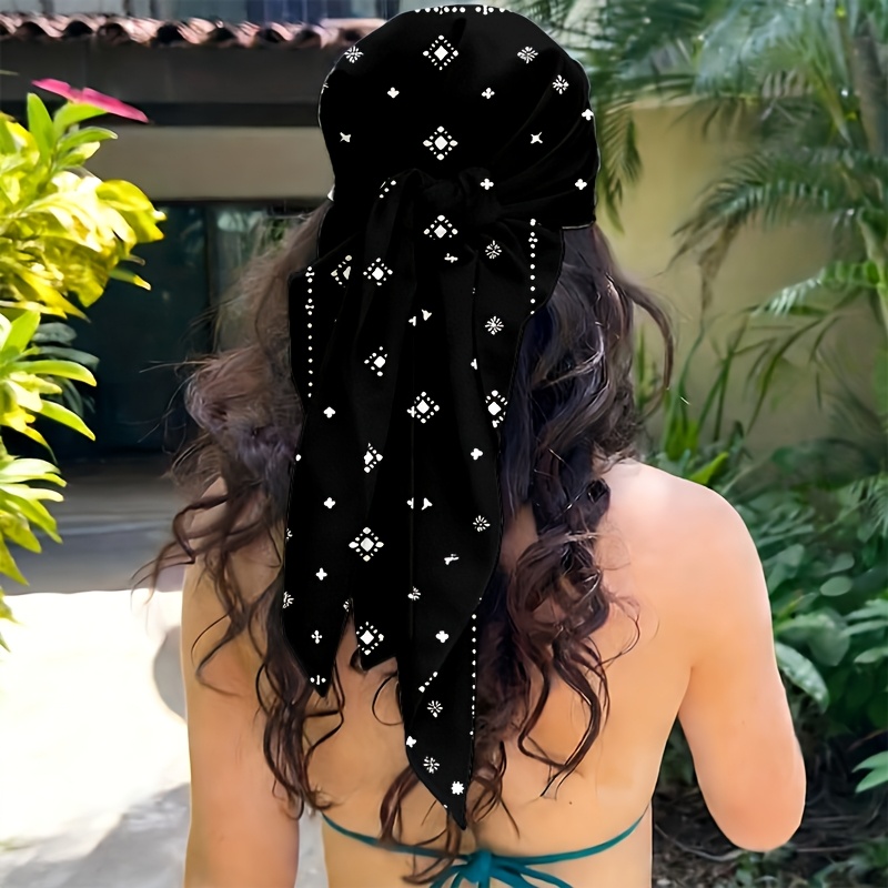 TEMU 1 Foulard noir et élégant pour femme avec un motif géométrique blanc et à étoilés. , confortable et facile à , il est largement utilisé pour les