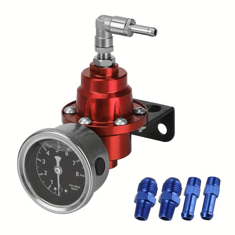 TEMU Universal Adjustable Fuel Pressure Regulator Vehicle Refitting Kit With 6 Colors Gauge For Supercharger