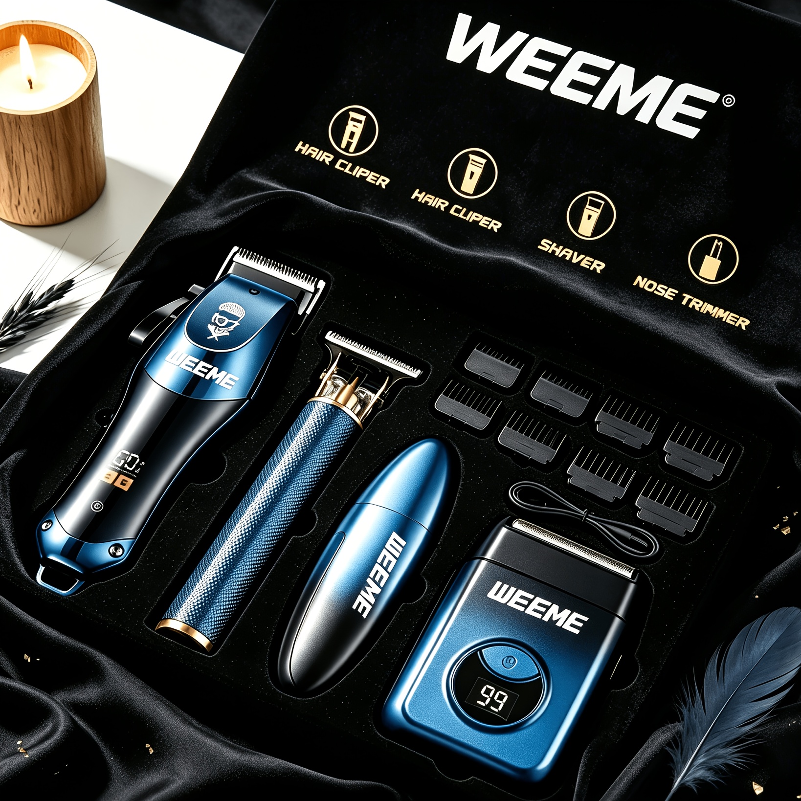 TEMU Of Everything! 1pc/4pcs Men's Electric Hair Clipper, Nose Hair Clipper, Shaver Set - Wireless Usb Charging Professional Hair Clipper Set With