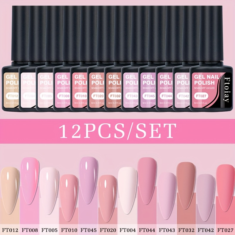 Image of 12pcs Gel Nail Polish Set, Spring , Semi-permanent Manicure Kit, Nail Art Varnish With Glossy And Matte , Perfect For Diy And Salon Gifts