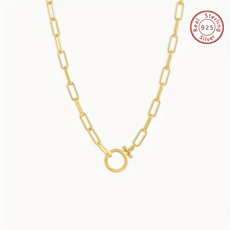 

This Classic Gold Plated Paper Clip Necklace Features A Unique Round Hinge Closure. It Is The Perfect Base For Any Layered Look. Presented In A Gift Box