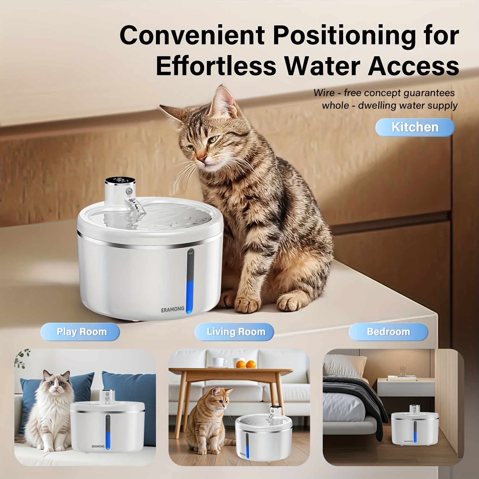 102oz 3l wireless cat water dispenser   water fountain 60 day   automatic flowing fountain style with infrared motion sensor   2pcs replaceable filters christmas gift details 0