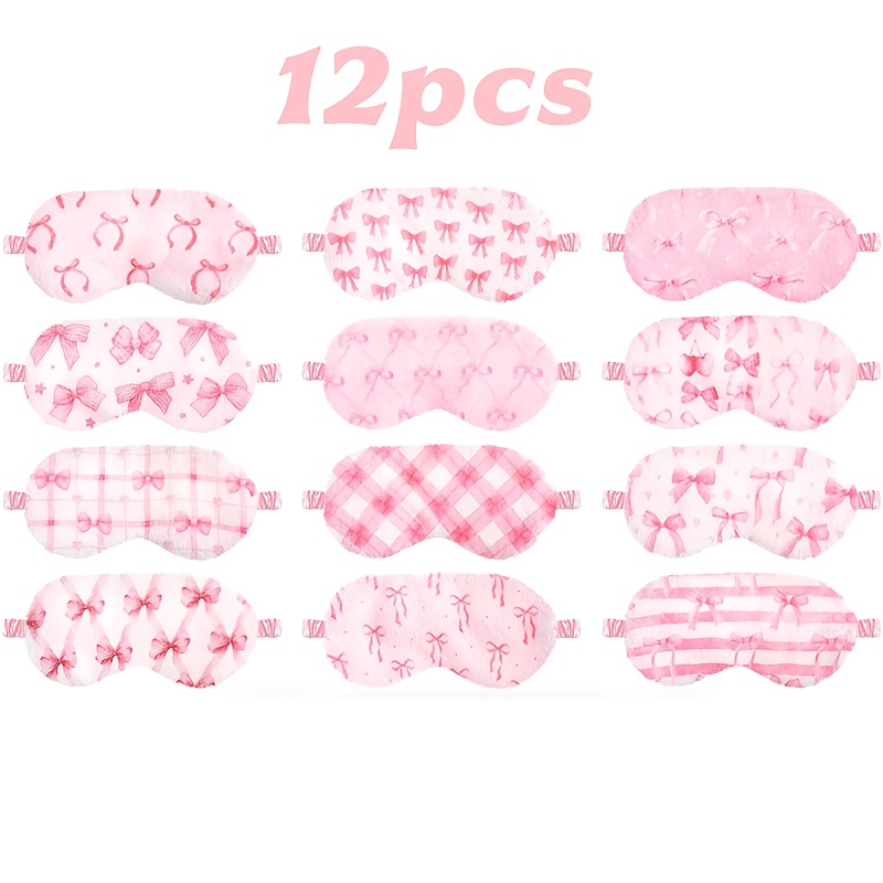TEMU 12pcs Plush Sleep Mask, Comfortable Sleep Mask For Women And Men, Soft Plush Eye Mask, Faux Fur Light-blocking Cover, For Travel, , Overnight