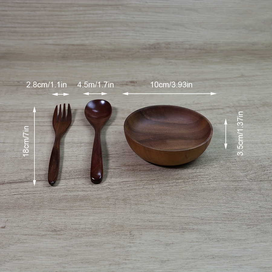 plate spoon fork acacia wood fruit plate retro Temu