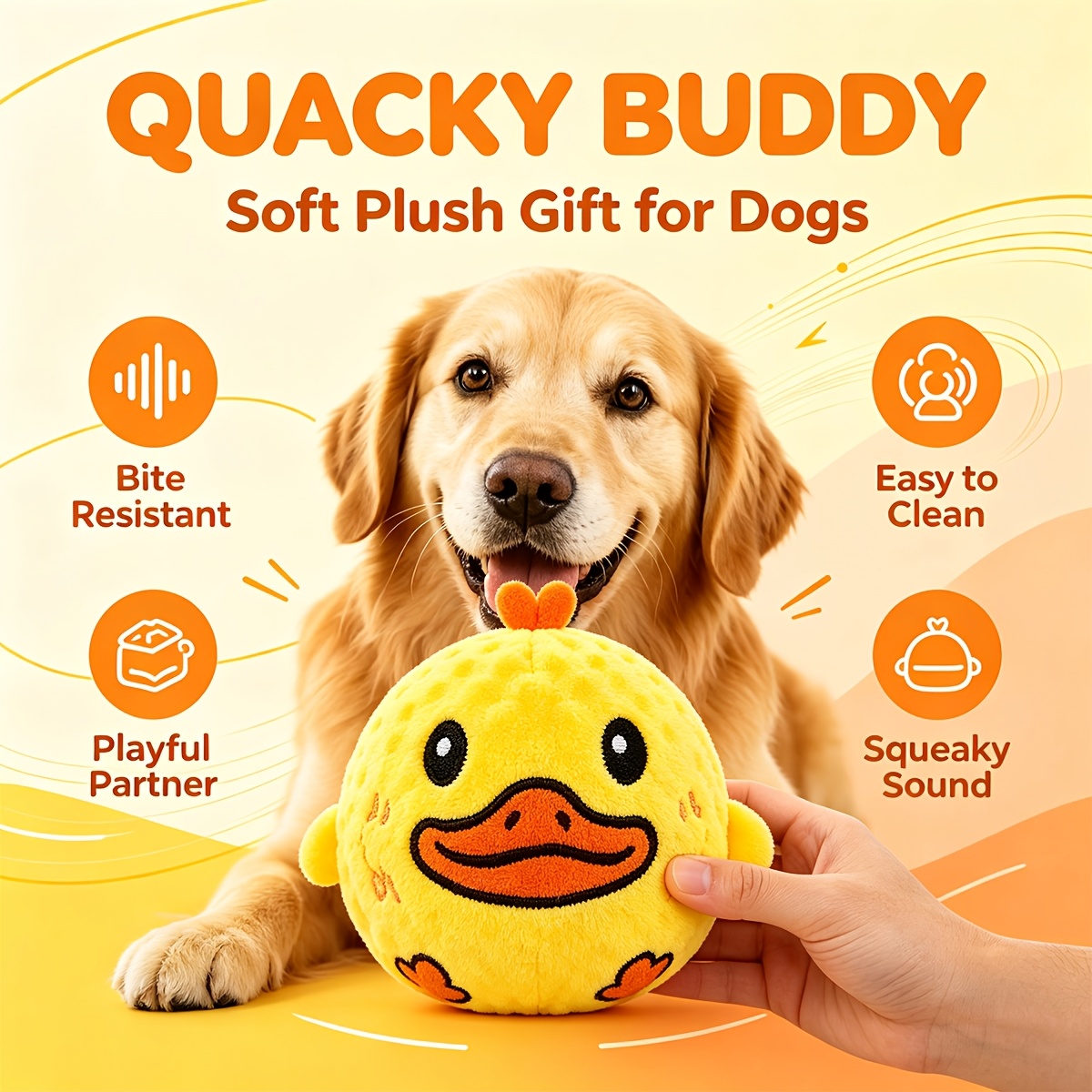 TEMU 1 pièce Caneton Jaune Extra-Large de 10 cm, Jouet Interactif Rebondissant et Couineur pour Animaux de Compagnie, Jouet pour Chiens et Chats pour