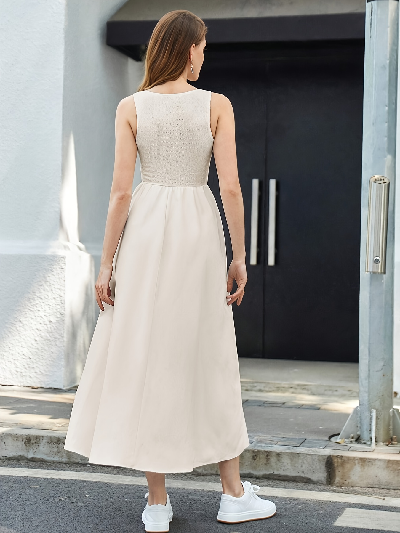 womens sleeveless maxi dress elegant beige a - Temu United Kingdom