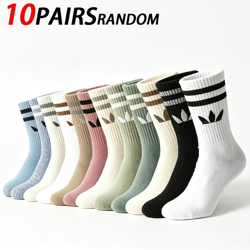 TEMU 10 Pairs Random Women's Casual Socks, Breathable Comfortable Mid-calf Socks, Women's Socks, Easy Design, Comfortable Experience, Casual Socks,