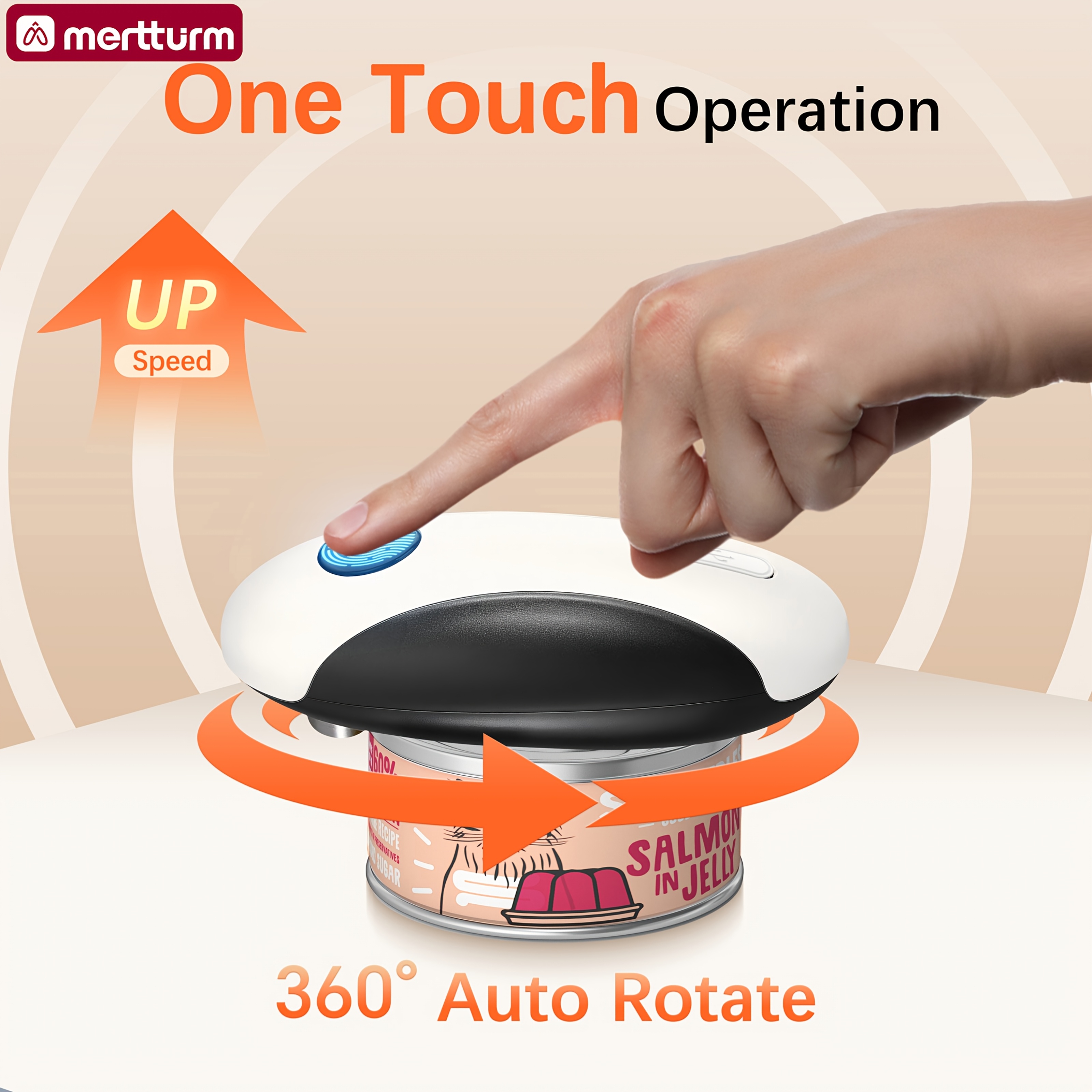 Electric Can Opener with One-Touch Automatic Rotation
