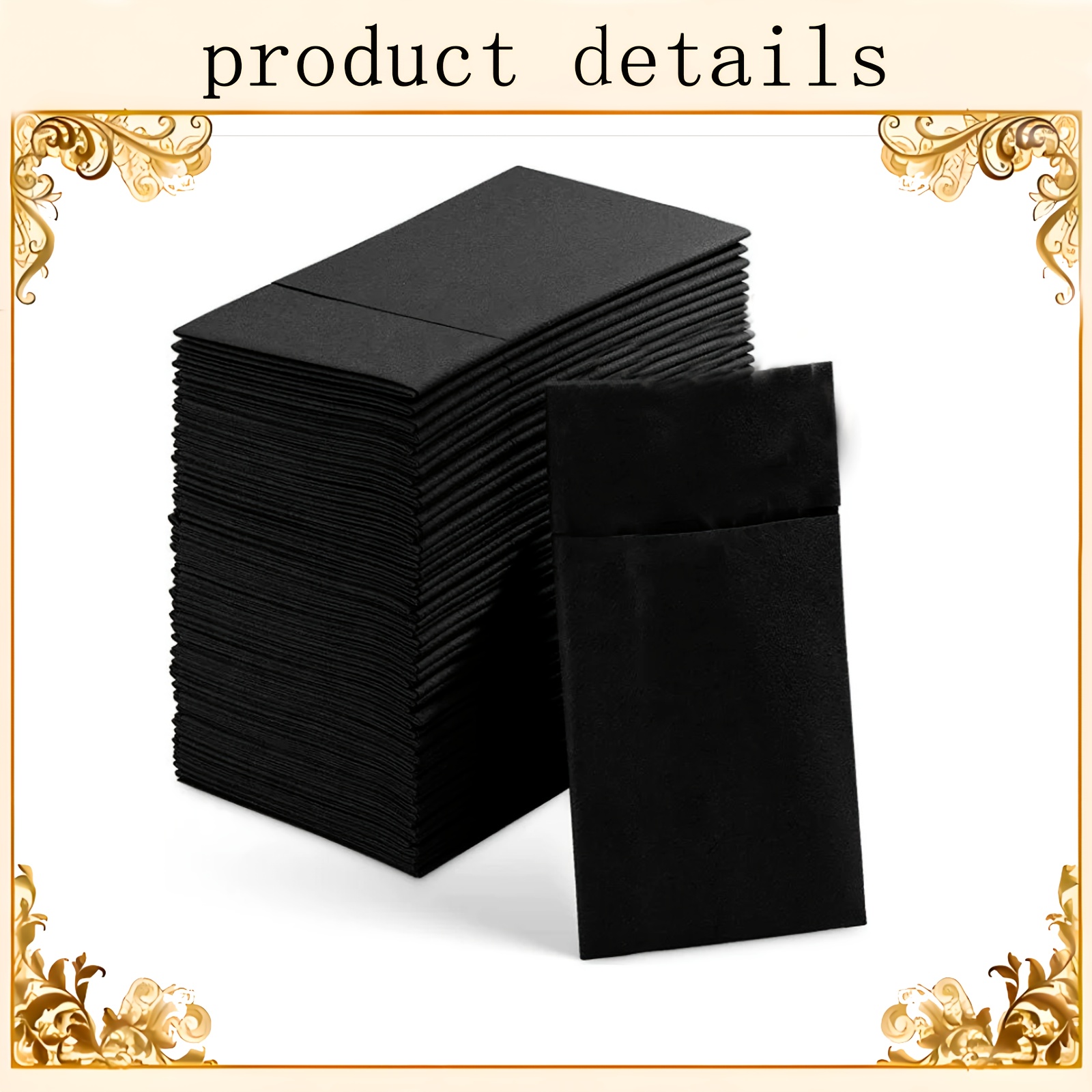 E-shop 15er-Pack (15 Stk.) Premium schwarze Einweg-Servietten – Weiches, saugfähiges Papier, geeignet für Hochzeitsbankette, Partys, taschengroße,